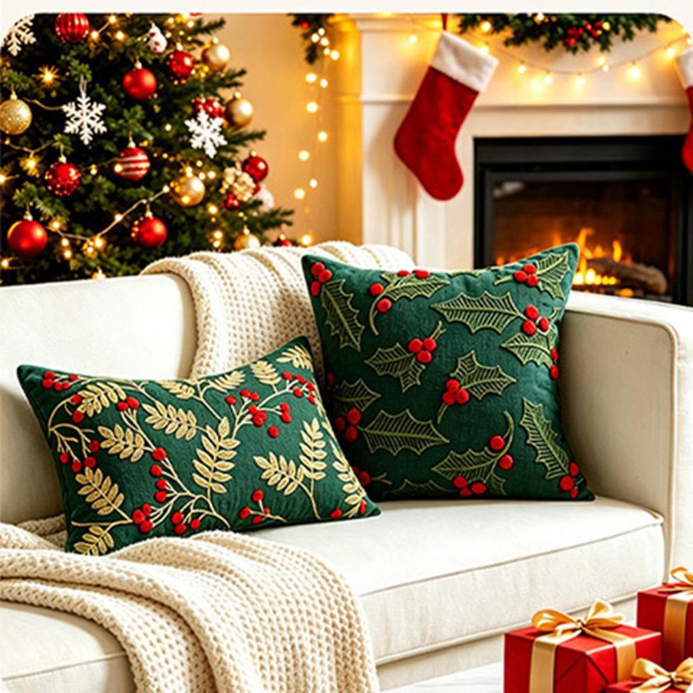Xmas Tree Embroidered Pillowcase Christmas Tufted Pillow Covers New Throw Pillow Covers Sofa Decor