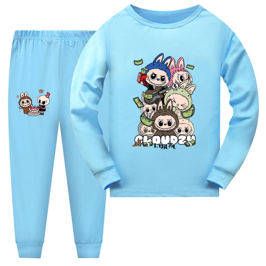 Labubu Kids Short Sleeve Short Pants Pajama Set With Cotton Fabric For Children