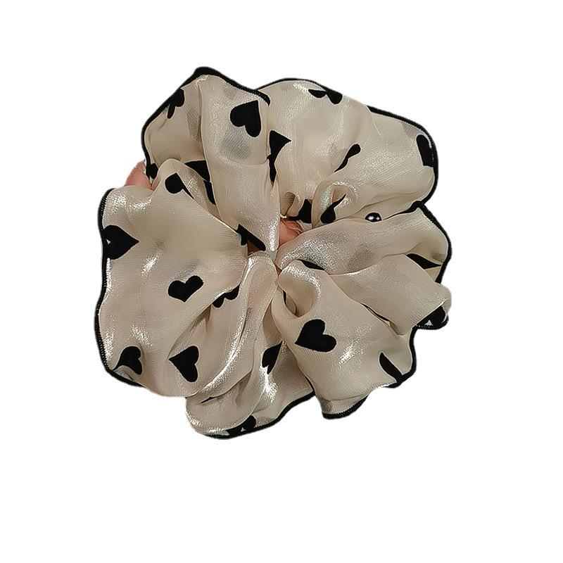 Beige Fashionable Large Hair Tie: Temperamental Yarn Ball Head Accessory for Women