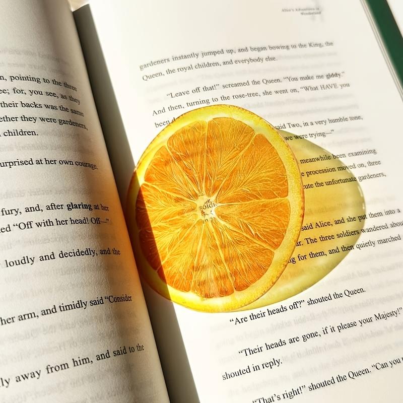 Fruit Bookmark - High-quality Acrylic Bookmark, Translucent, Suitable for Readers, Students, Teachers, and as Small Gifts for Parties and Birthdays Orange