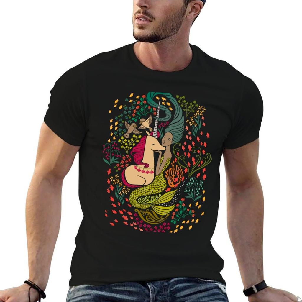 The Mermaid And The Unicorn Tshirt Casual Streetwear Short Sleeve Tee