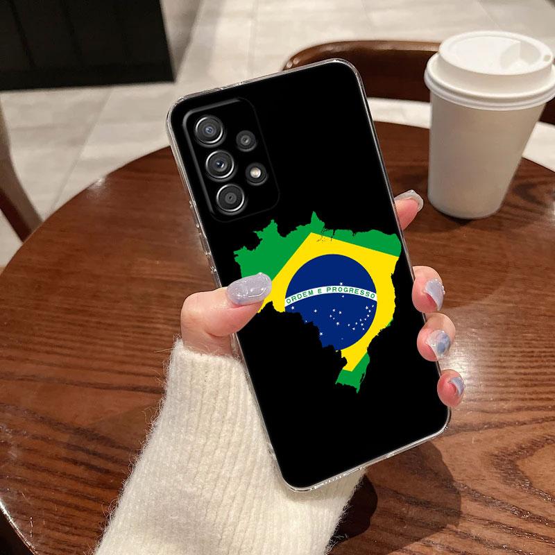 Brazil Flag Clear Soft Phone Case For Samsung Galaxy A56 A57 A37 A55 A54 A36 A35 A26 A25 A16 A17 A07 A52 A34 A73 A53 A21s Cover