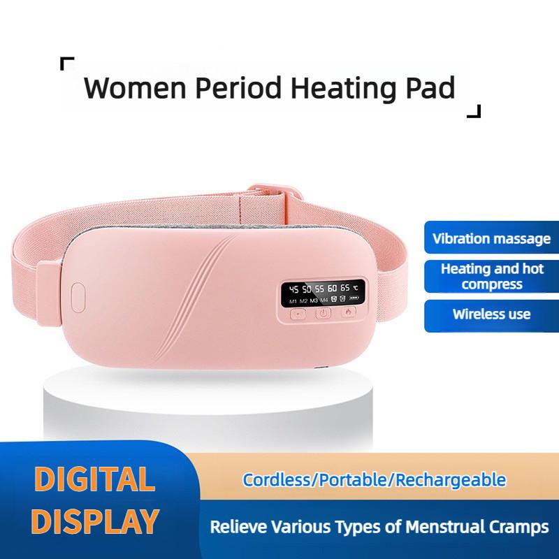 Women Period Heating Pad USB Charging Hot Compress Menstrual Pain Relief Artifact Vibration Massage Menstrual Uterus Warm Belt