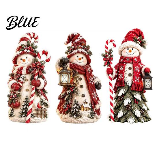 Holiday Mantle Decorations Christmas Snowman Figurine, Resin Tabletop Decoration with Hat Scarf Pine Winter Home Branches, Decor for Mantel