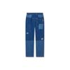 Li Ning Letter Mid Waist Straight Leg Jeans Herren Jeans Dunkel-Denim-Blau AJQT373-1