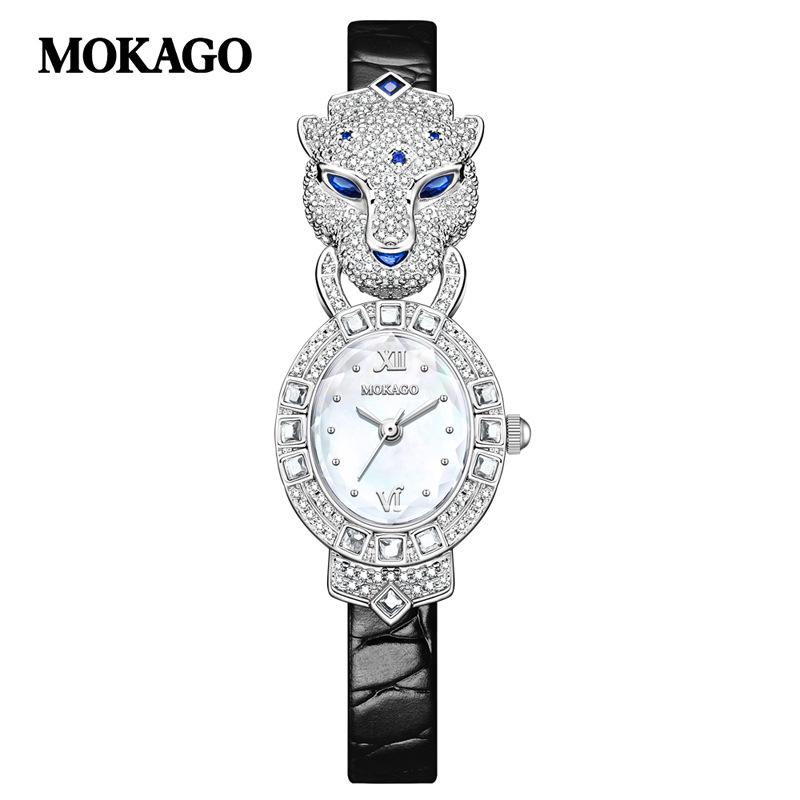 Mokaka Luxury Leopard Design Women s Waterproof Quartz Watch with Diamond Details and Leather Strap