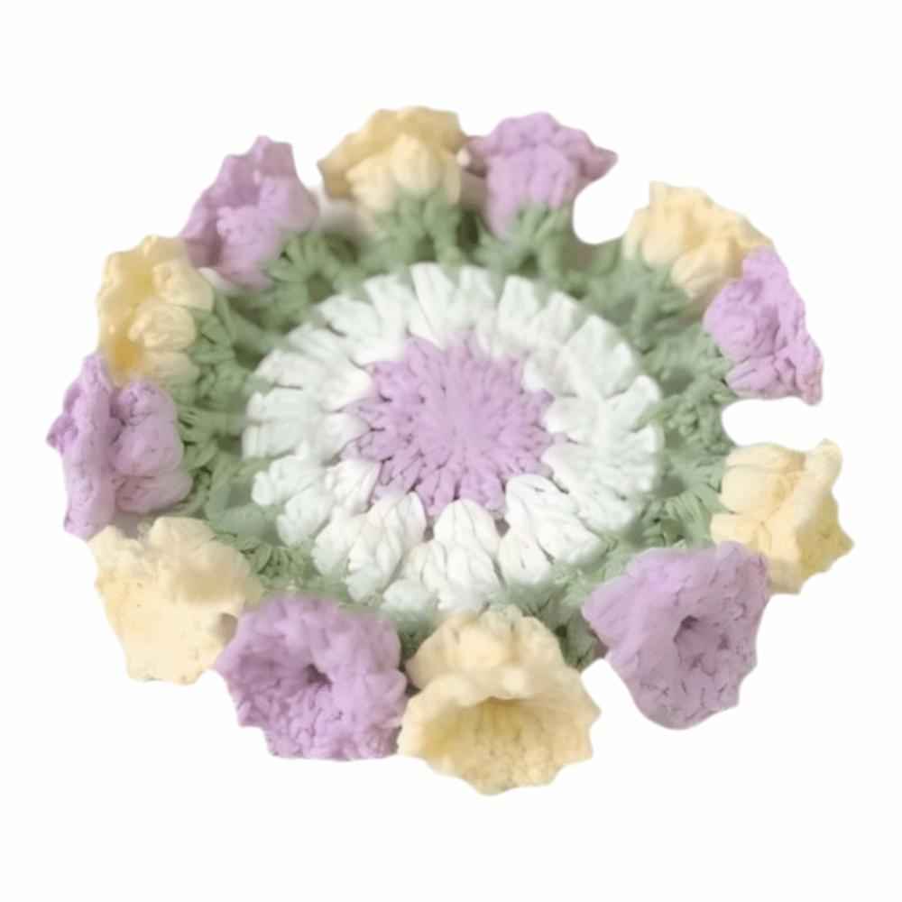 Handwoven Flower Bouquet Coasters Washable Coffee Table Cupmat Crochet Coasters Office Decor