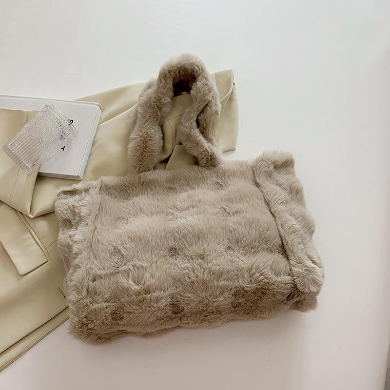 Autumn large-capacity plush bag new women's bag fashionable high-value shoulder bag tote bag for women