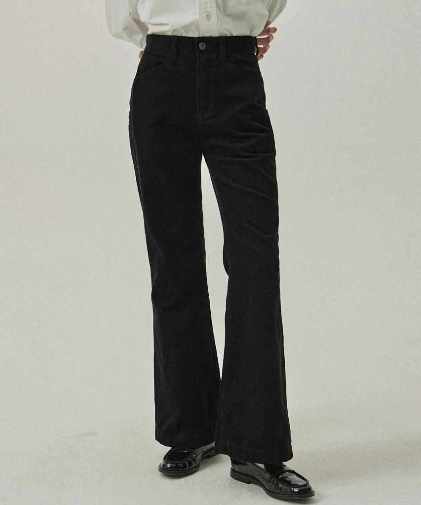 MAGOODGAN Chera 4805 Corduroy Black Bell-Bottom Pants