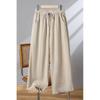 Women's Casual Wide-Leg Cotton Linen Pants - Summer Thin, Loose Fit, Nine-Point Length, Slim and Tall Look