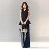 College Style Polo Collar Plaid Ruffle Hem Vest Women's Summer Sleeveless Stacked Wear Thin Temperament Top