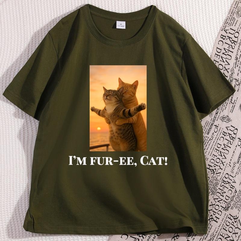 Lustiges Titanic Katze T-Shirt Lustiges Baumwolle Kurzarm Grafik-T-Shirt Lässiges Rundhals-T-Shirt Herrenkleidung Streetwear Y2k Tops