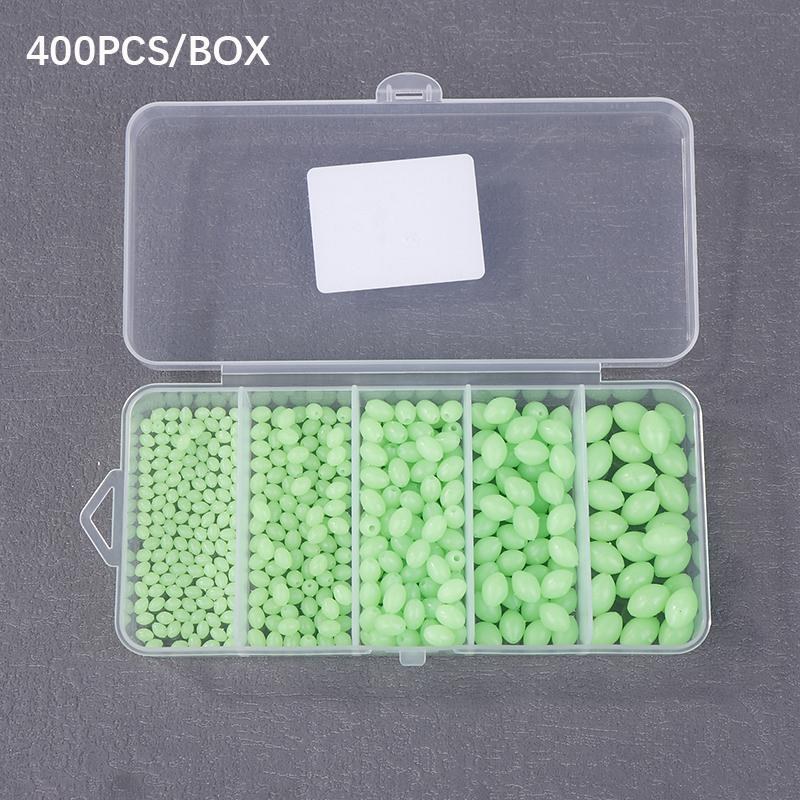 

400/900Pcs Bait Olive Beads Fluorescent Night Light Plastic Bait Bead Set With Anti-Collision Beads Glowing Sink Beads 400pcs