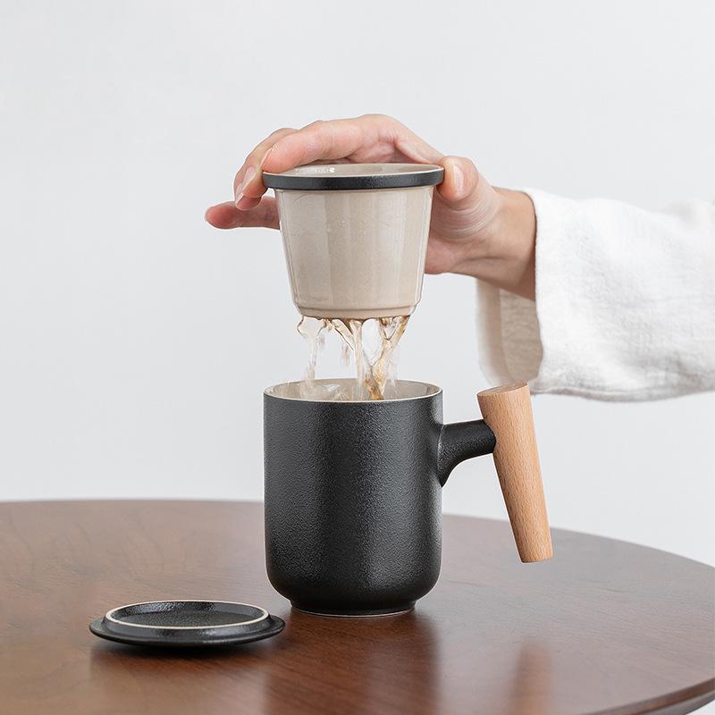 Men's Ceramic Tea Brewing Mug with Personal Filter