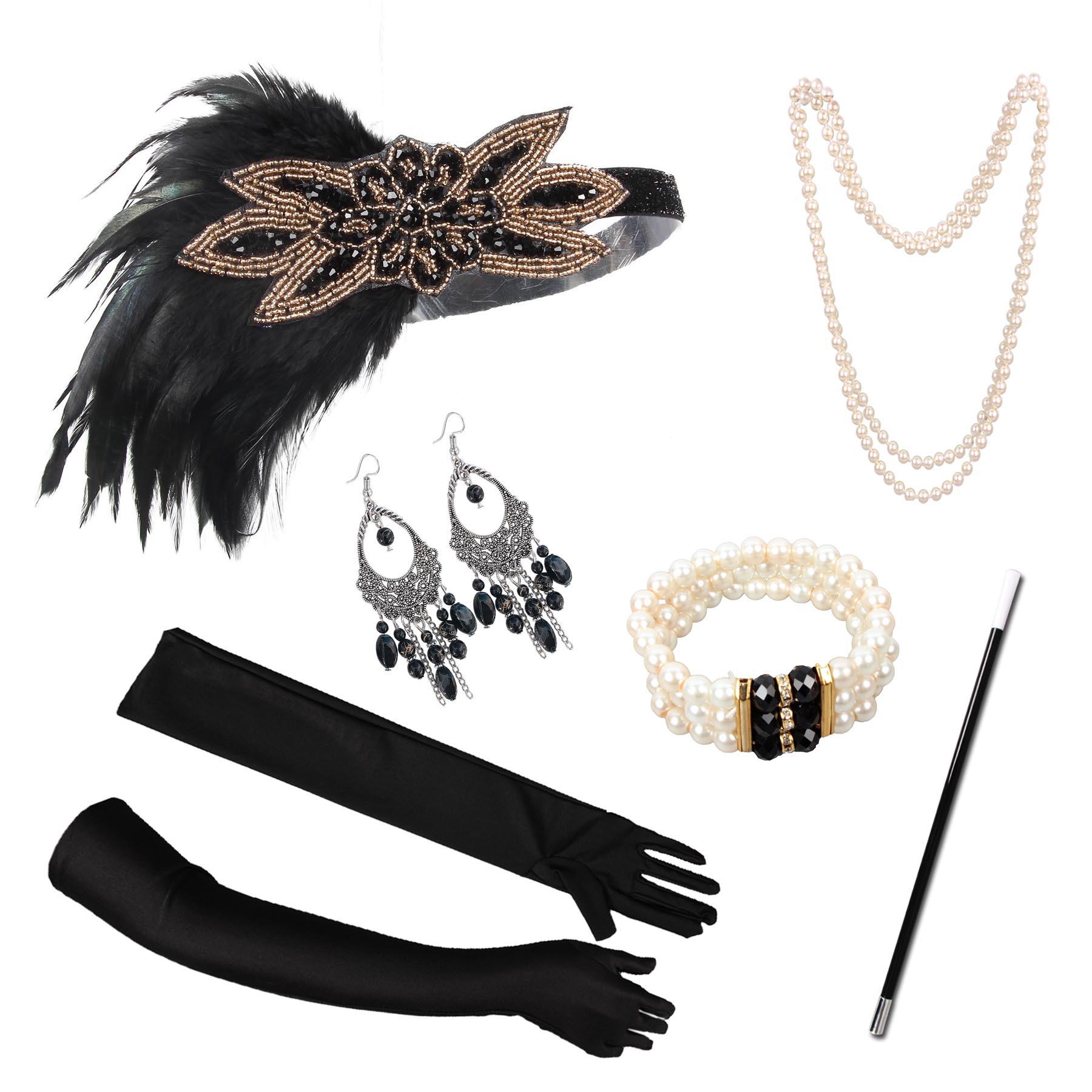 

LOWOSAIWOR Набор повязок на голову в стиле Гэтсби 1920-х годов - Набор аксессуаров