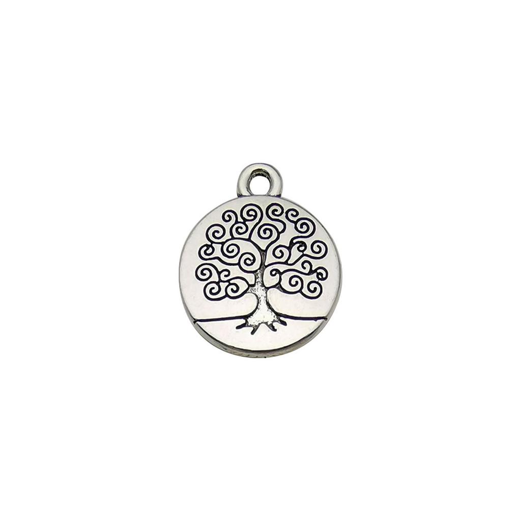 Ancient Silver Plant Small Pendant Hollow Tree Of Life Alloy Accessories Handmade Beaded DIY Material Jewelry