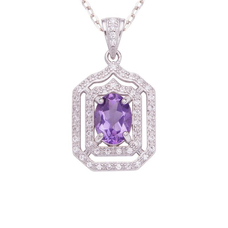 Color Treasure Jewelry Natural Citrine Amethyst Topaz Pendant Necklace Women'S S925 Sterling Silver