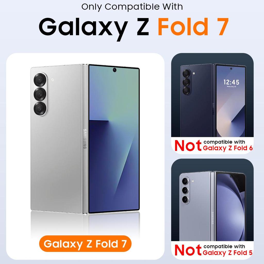 Slim Fit Case for Samsung Galaxy Z Fold 7, with Front Built-in Screen Protector, Ultra Thin Matte PC Protective Cover-Blue