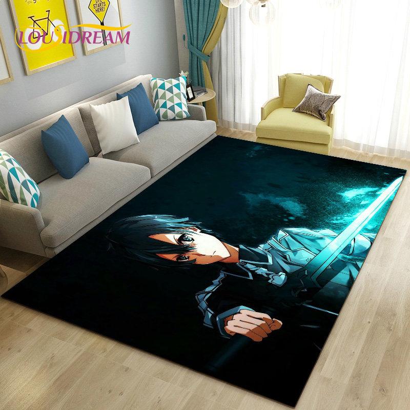 SAO Sword Art Online Anime Area Rug Large,Carpet Rug for Living Room Bedroom Sofa Doormat Decoration, Non-slip Floor Mat Cover
