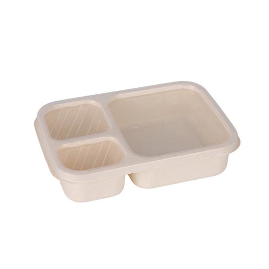 

Divided Lunch Box with Sealing Lid Multi-Compartment Meal Prep Container Microwave Safe Bento Box бежевий