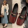 Flat-soled Mary Jane Shoes Women's 2026 New Single Shoes Spring French Shallow Mouth Retro Soft-soled Leather Shoes Ballet Shoes