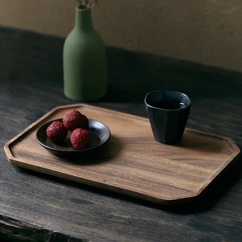 Fashion Wooden Tea Tray Large Appetizer Snack Food Plate Coffee Dishes Kitchen Wood Serving Tray Decorative Tableware