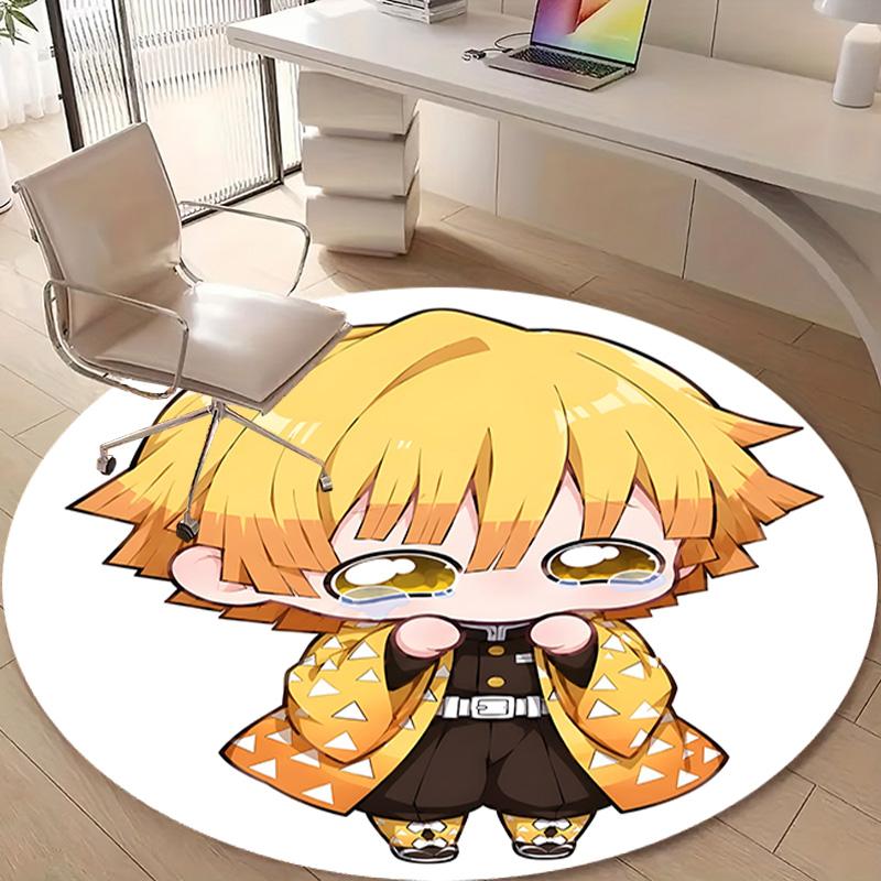 1pc Agatsuma Zenitsu  Print Round Carpet Chair Round Carpet Suitable for Bedroom Living Room Home Decorative Carpet