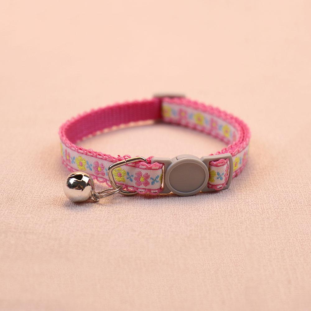 Floral Pet Collar with Safety Buckle & Bell for Dogs & Cats