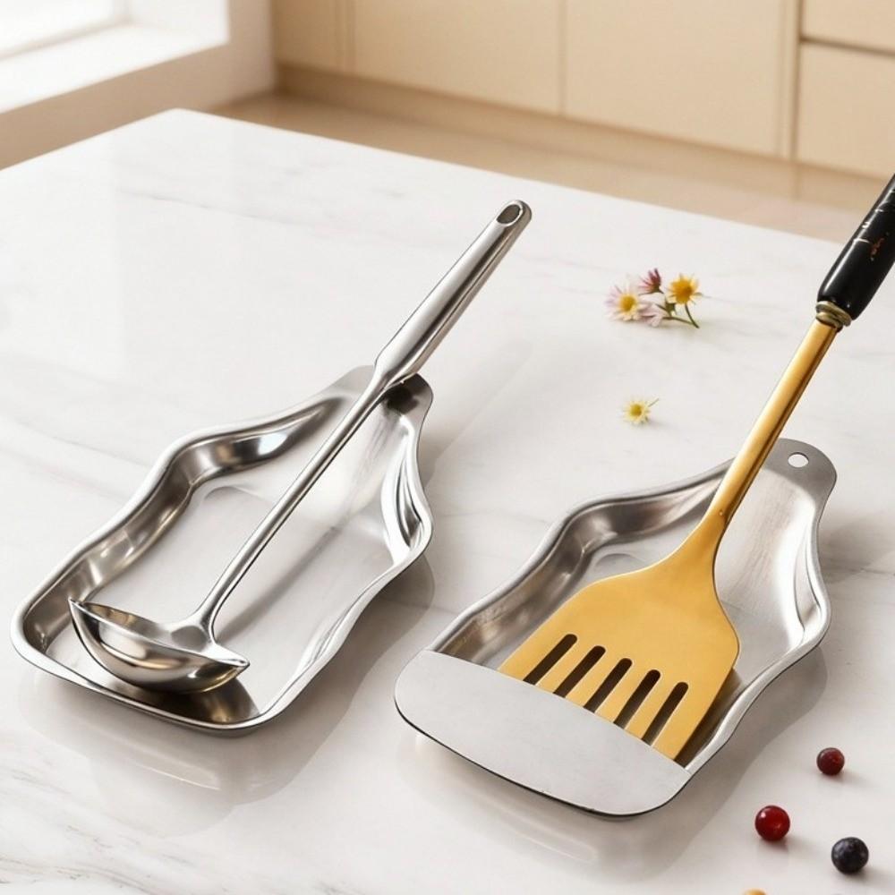Stainless Steel Utensil Stand Stable Base Spoon Rest Nut Dishes Fruits Plates  Tableware Storage
