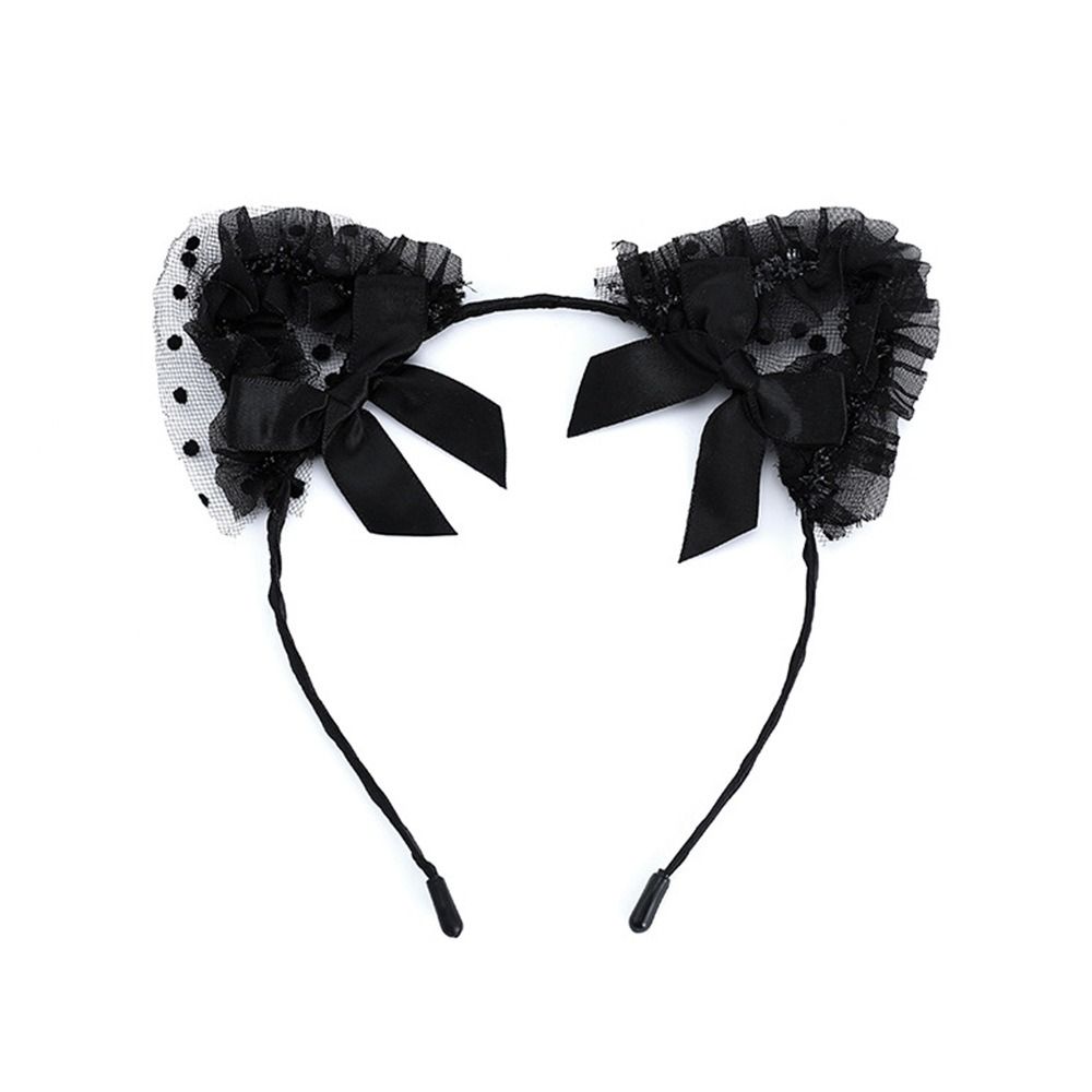 Bow Cat EarsHairband Head Bezel Hair Band Cute Lace Headband Lady