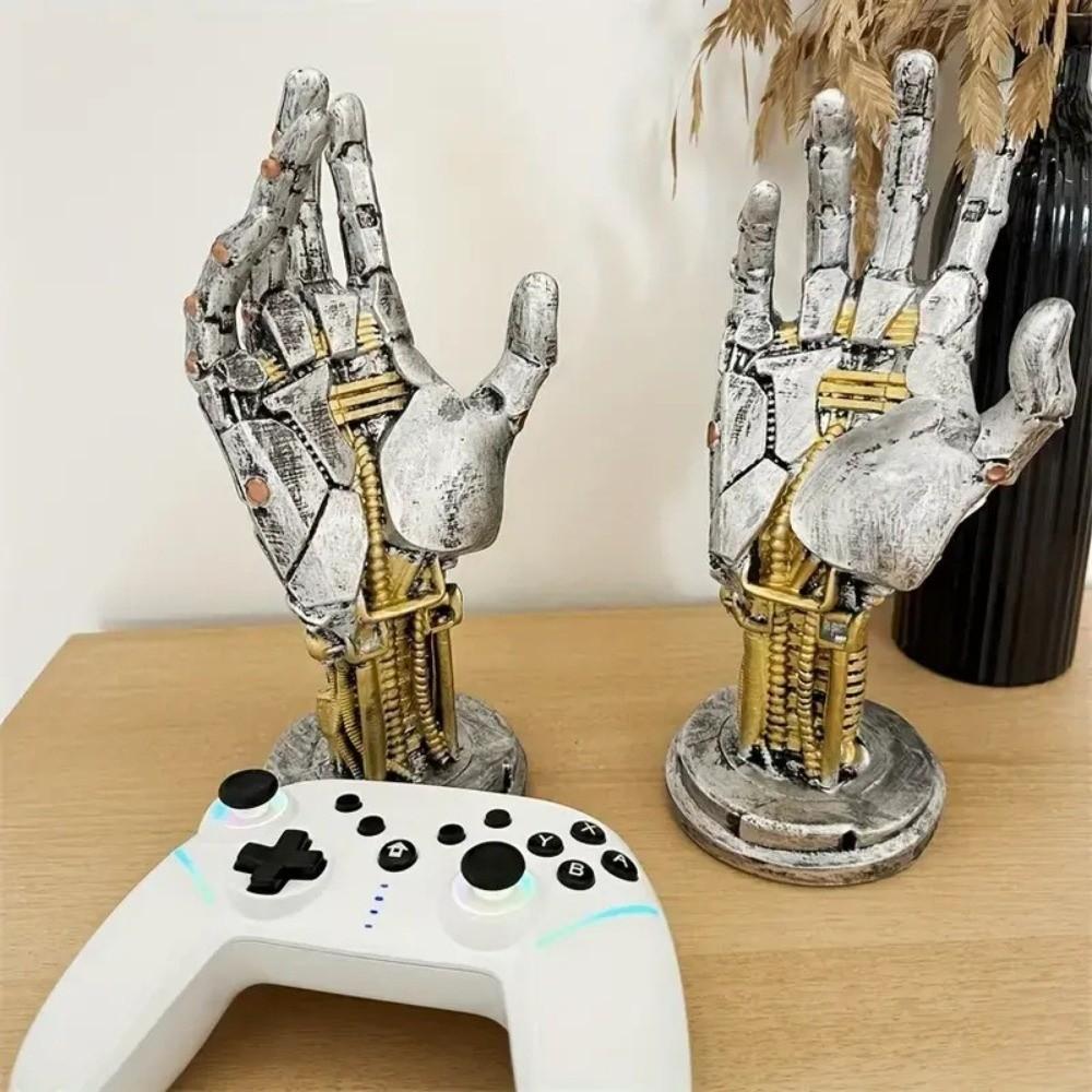 Resin Robot Hand Sculpture Mechanical Hand Desktop Holder Creative Gamepad Holder
