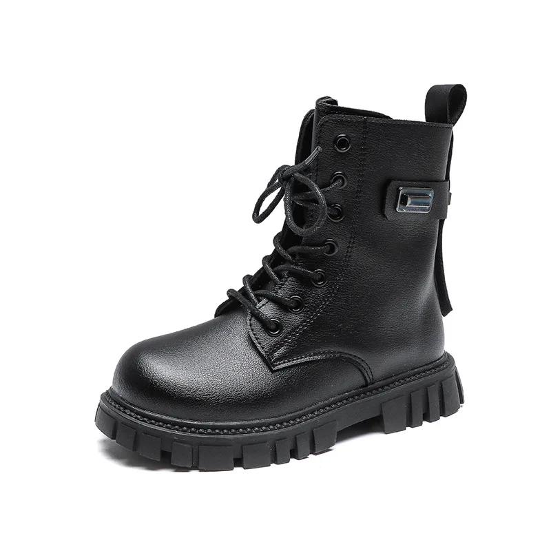 Girls' Shoes Short Boots Autumn British Leather Ankle Boots for Girls Soft Sole Girl's Boot Non Slip Kid Shoes