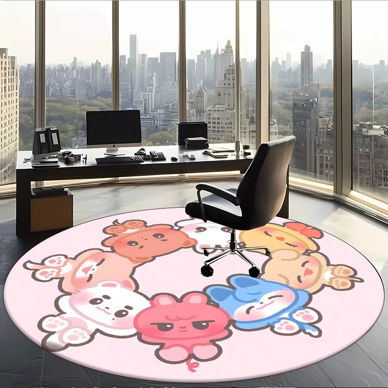 Skz (28) Round Office Rug Decorative Floor Rug for Office Bedroom Living Room and Home Space