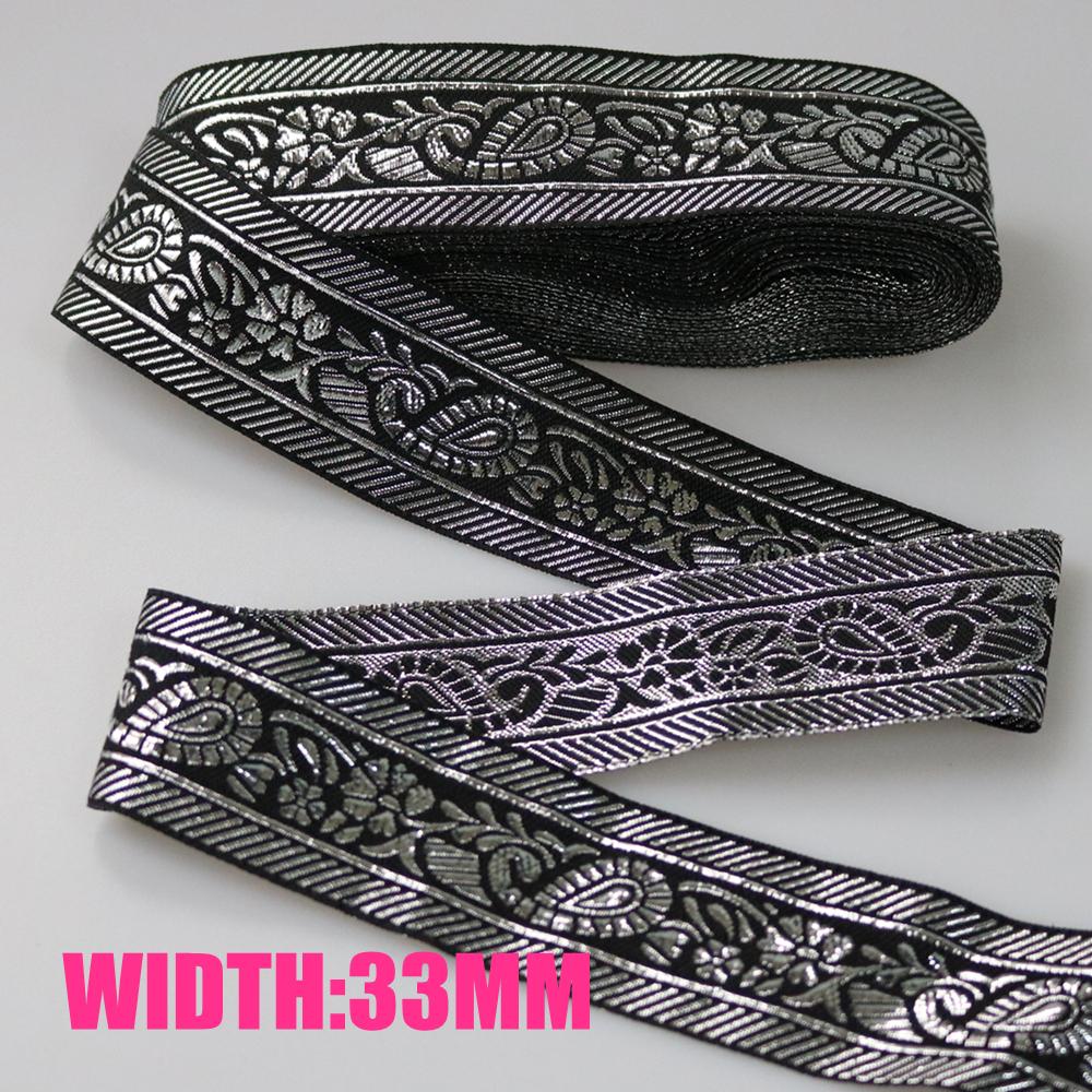 7 METER 25MM~40MM Gold Silver Vintage Ethnic Embroidery Lace Ribbon Boho Trim DIY Clothes Bag Accessories Embroidered Fabric