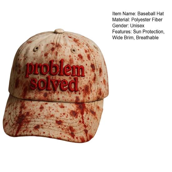 Dark Blood Stain Print Baseball Hat Unisex Sun Protection Wide Brim Baseball Hat Halloween Party Costume Accessory