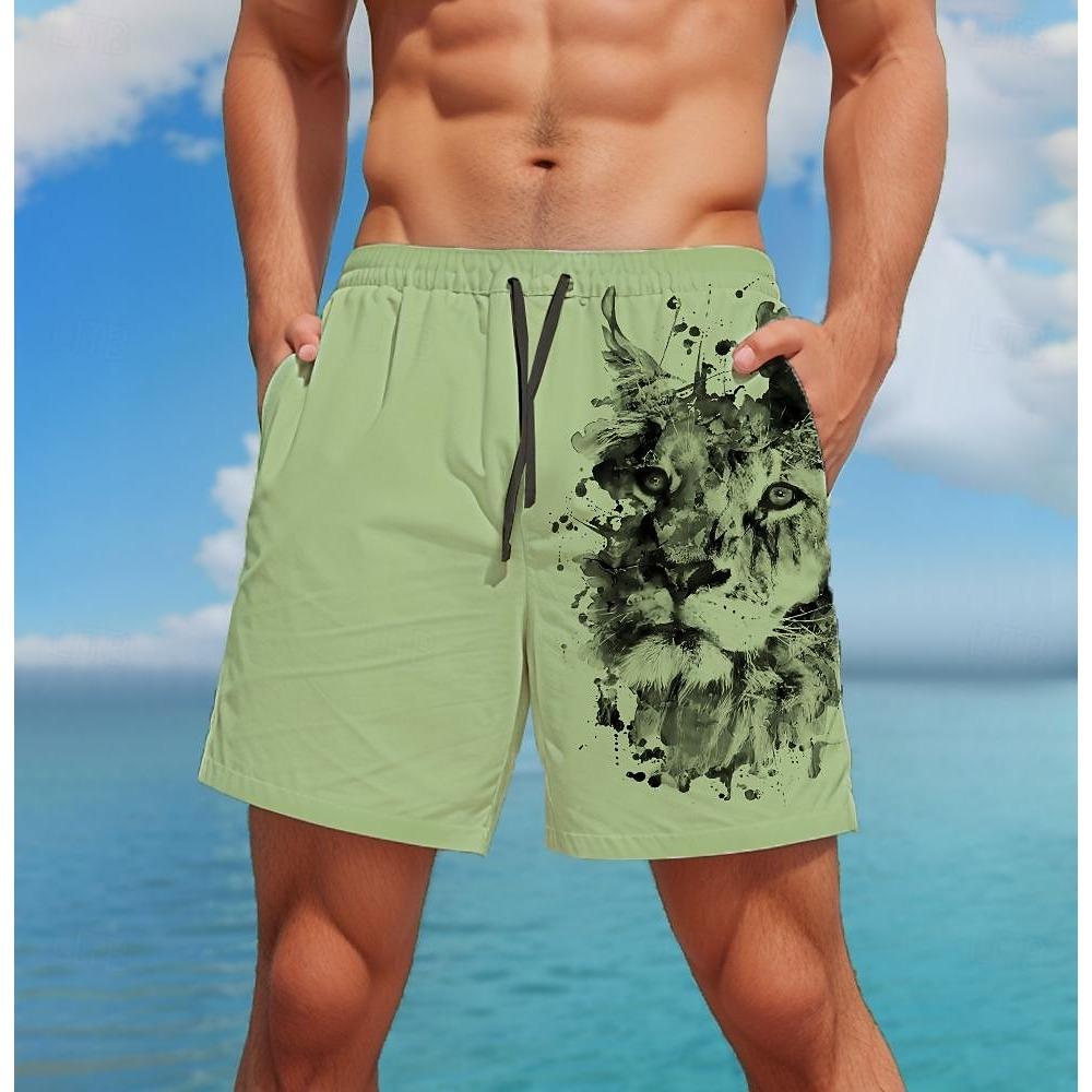 Costume da bagno da uomo Leone Animale Pantaloncini da bagno Board Shorts Vita media Moda Streetwear Designer