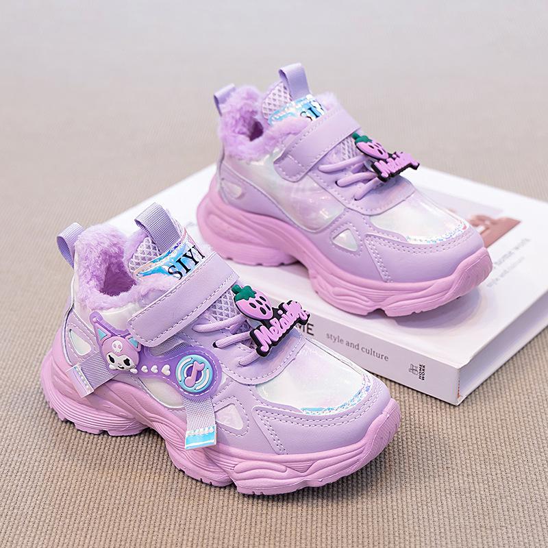 

Girls Spring/Autumn 2025 Korean Style Cartoon Leather Casual Running Shoes 26 (16.5 cm) фіолетовий