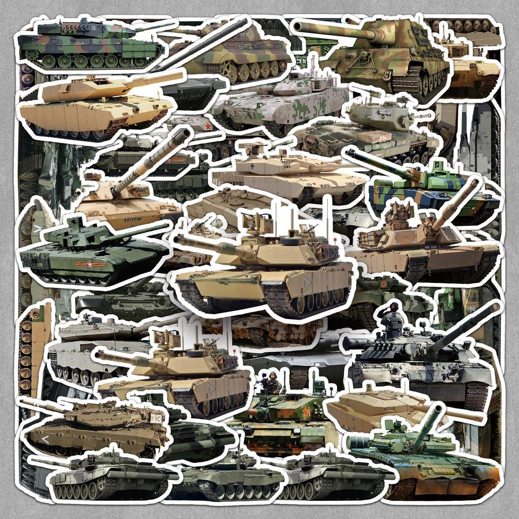 50 Waterproof No-Trace Tank Stickers: Military Weapons & Cool Epoxy Designs for Cars and Motorcycles.