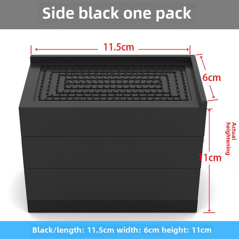 Black Furniture Bed Heightening Foot Pad, 2-3.58 Inch, Non-Slip TPU Overlay for Table, Sofa, Cabinet.