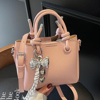 Nieuwe trend casual eenvoudige stijl draagbare emmer tas high-end lychee patroon schoudertas dames