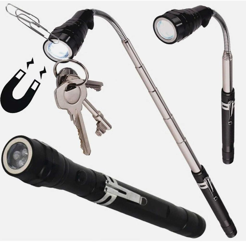 3-light Magnetic Iron Stretch Steel Pipe, Metal Hose Arbitrary Bending LED Flashlight