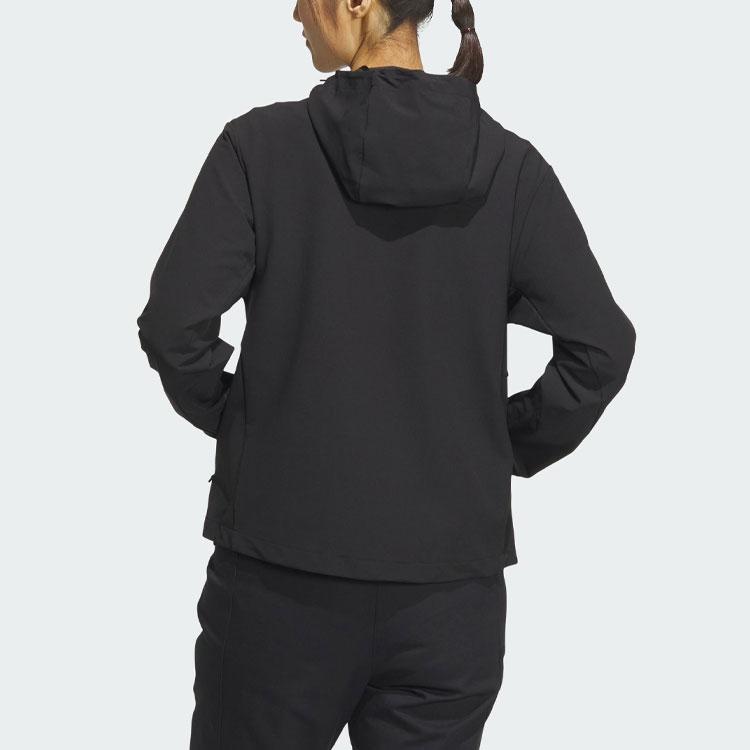 Adidas Brushed Shell Jacket Solid Color Logo Outdoor Fleece Lined Sports Hooded Softshell Jacket Women Jacket Black IL9013
