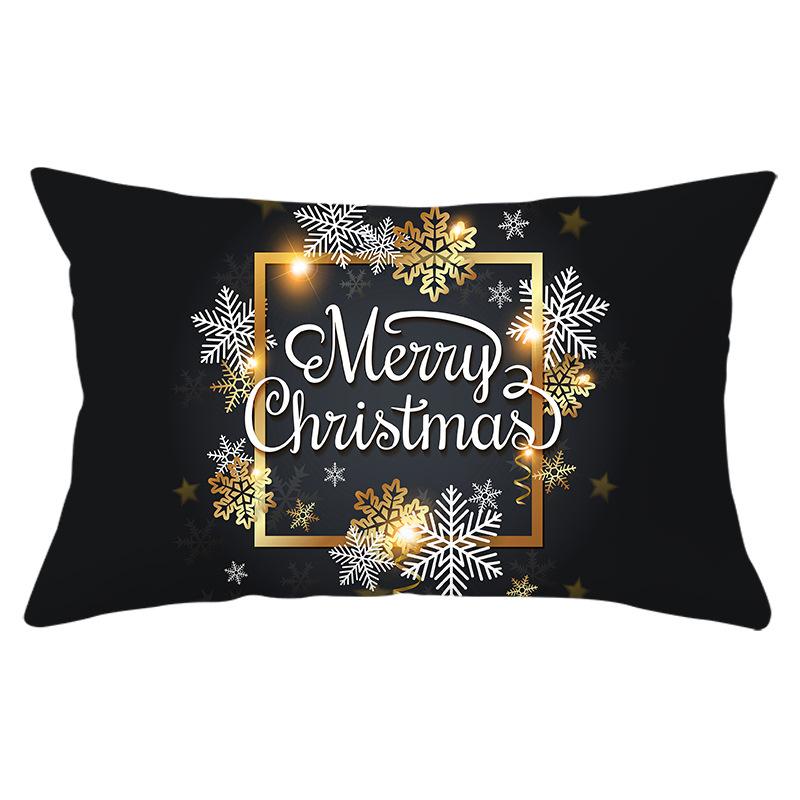 New Black Gold Series Christmas Peach Skin Print Waist Pillow Cover Home Accessories Cushion Cover Sofa Cushion Cover