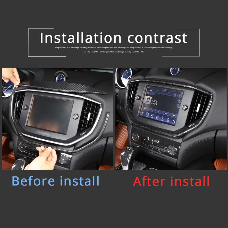 For Maserati Giberit 2014-2020 Real Carbon Fiber Car Central Control Air Outlet Frame Sticker Car Interior Accessories