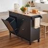 VEVOR Kitchen Island Cart, 50" Wood Top Breakfast Bar with Trash Cabinet Tilt Out 10 Gallon Storage
