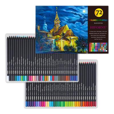 HIFORNY Premium Black Edition Colored Pencils for Adult 72 Smooth for and Art Suitable for Adults and Beginners Coloring, Pigment, Softcore, Artists,