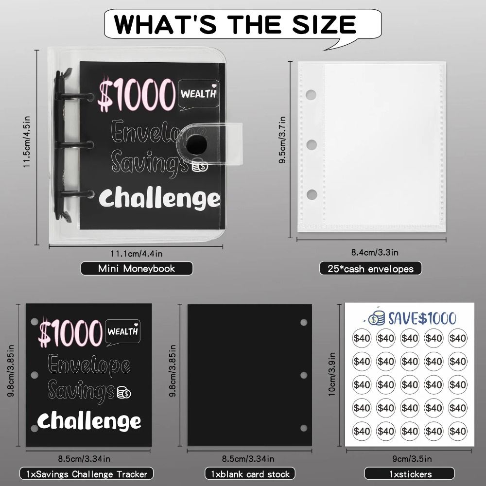 PVC Savings Challenges Book Mini Envelope Savings Challenge Easy To Use Money Saving Binder Kids