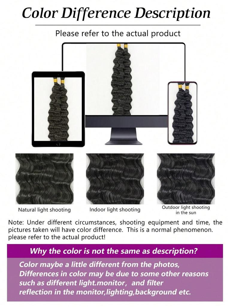 Synthetic Hair Extensions Wavy Bulk Wig Crochet Hair for Women's Everyday Use, 2 Bundles Per Pack, 18 Inches