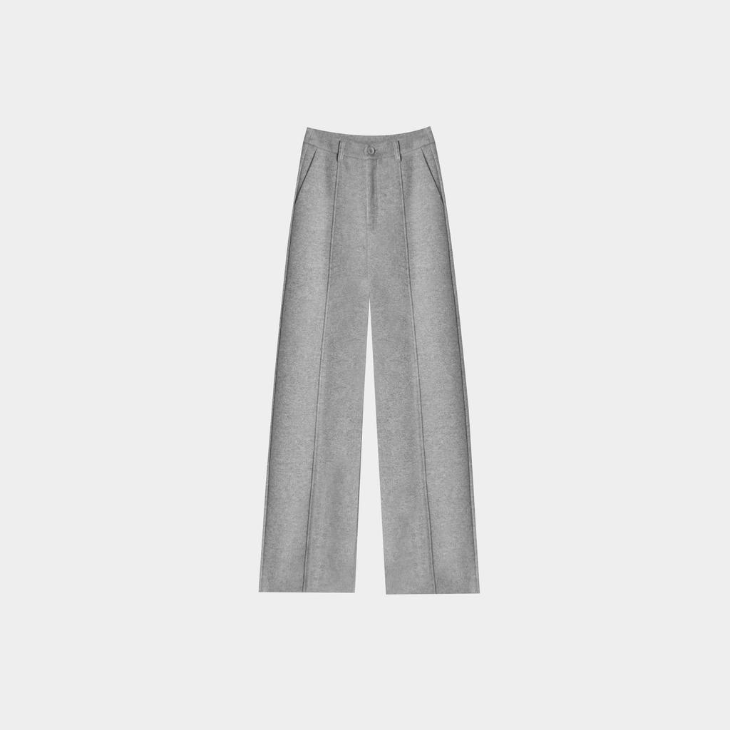Stylish Wide-Leg Winter Blend Mulberry Silk & Wool Women's Casual Trousers with Center Crease