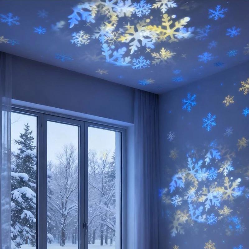 Dynamischer Rotierender LED Projektor Licht Wiederaufladbar Ozeanlichter Projektor Einstellbare Helligkeit LED Atmosphäre Licht für Schlafzimmer Snow